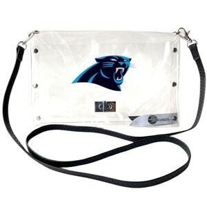 Littlearth womens NFL Carolina Panthers Clear Envelope Purse with Black‎ Fashion